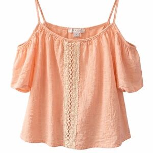 FAVLUX Apricot Lace Accent Blouse